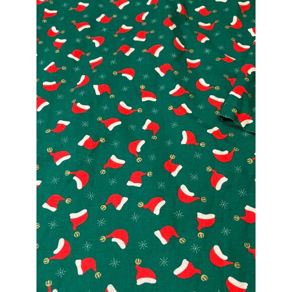 Christmas Themed Green Button-Up Scrub Jacket With Santa Hat Print Homemade - Picture 8 of 10